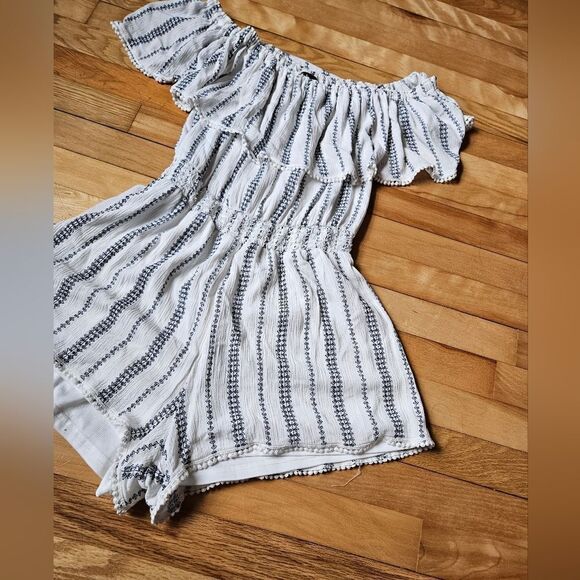 Lulus Striped Off-Shoulder Romper - Picture 4 of 9